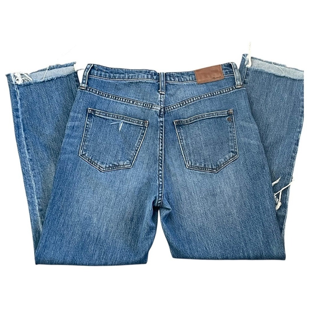 Madewell The High-Rise Boy Jean Distressed‎ Crop Raw Hem Blue  Women's Size 27 - Picture 5 of 9